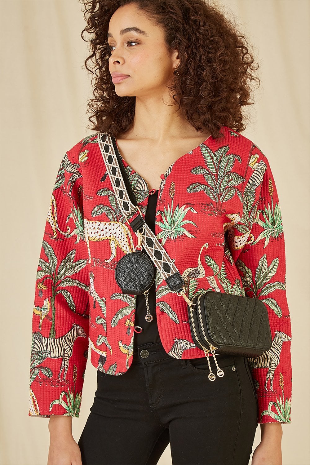Yumi Black Quilted Crossbody Camera Bag