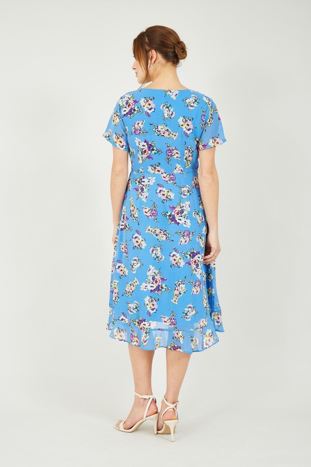 Yumi Floral Wrap Dress in Blue