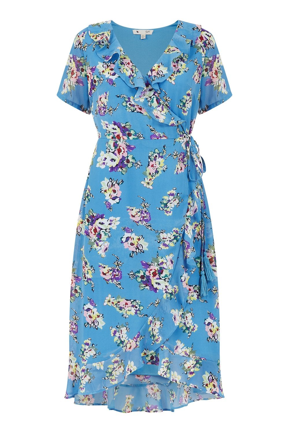 Yumi Floral Wrap Dress in Blue