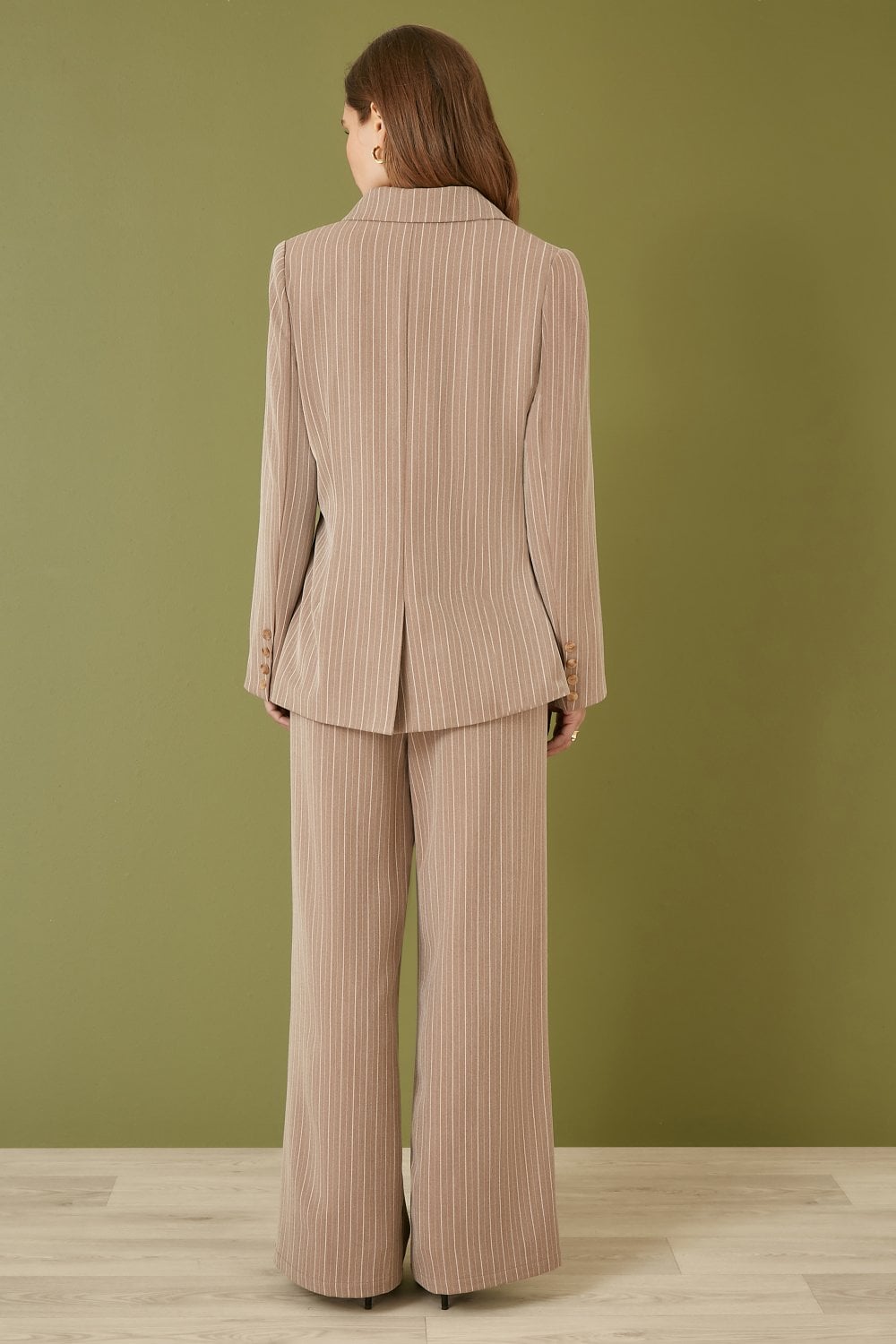 Stylish Yumi Brown Pinstripe Blazer for Women