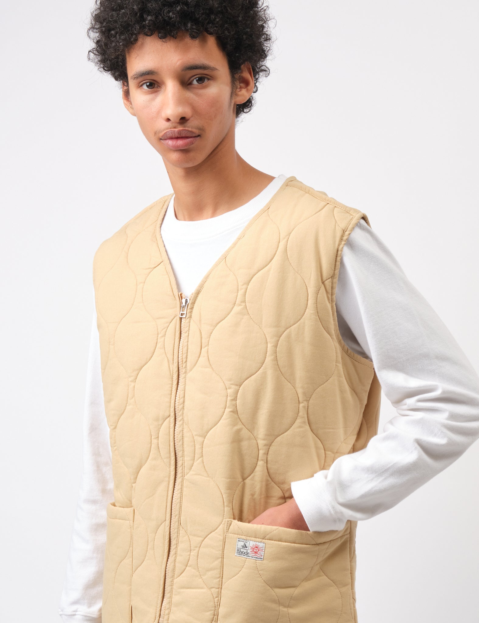 Bhode Parchment Quilted Vest with Zip