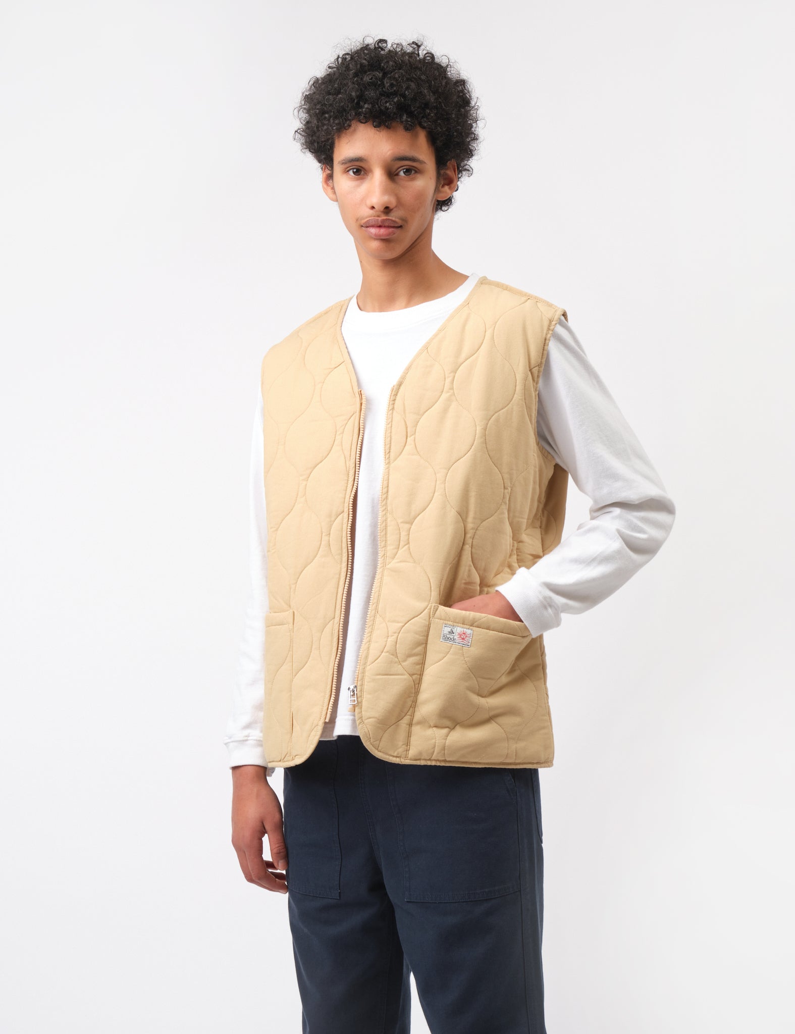 Bhode Parchment Quilted Vest with Zip
