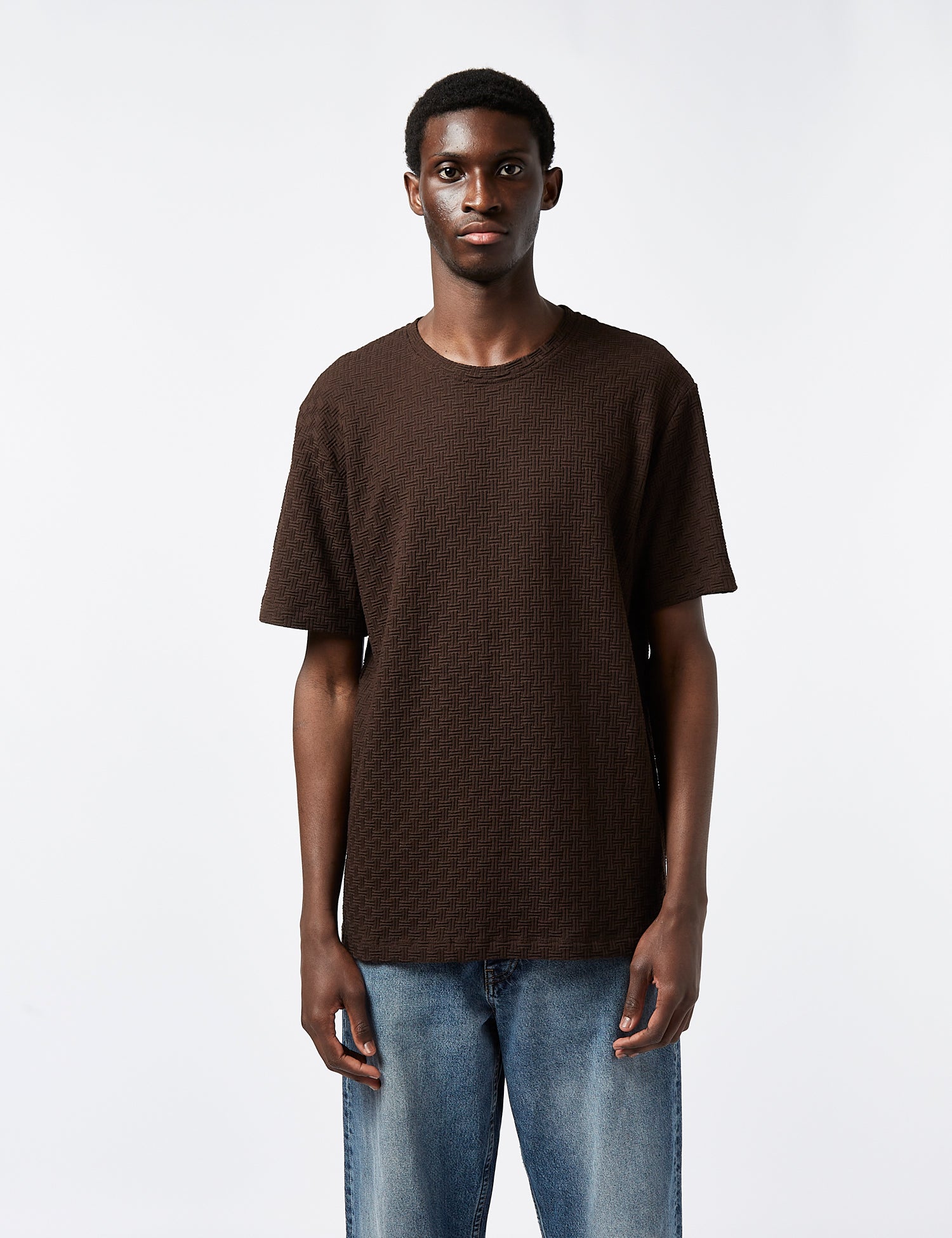 Brown Sunflower Jacquard Tee for Women